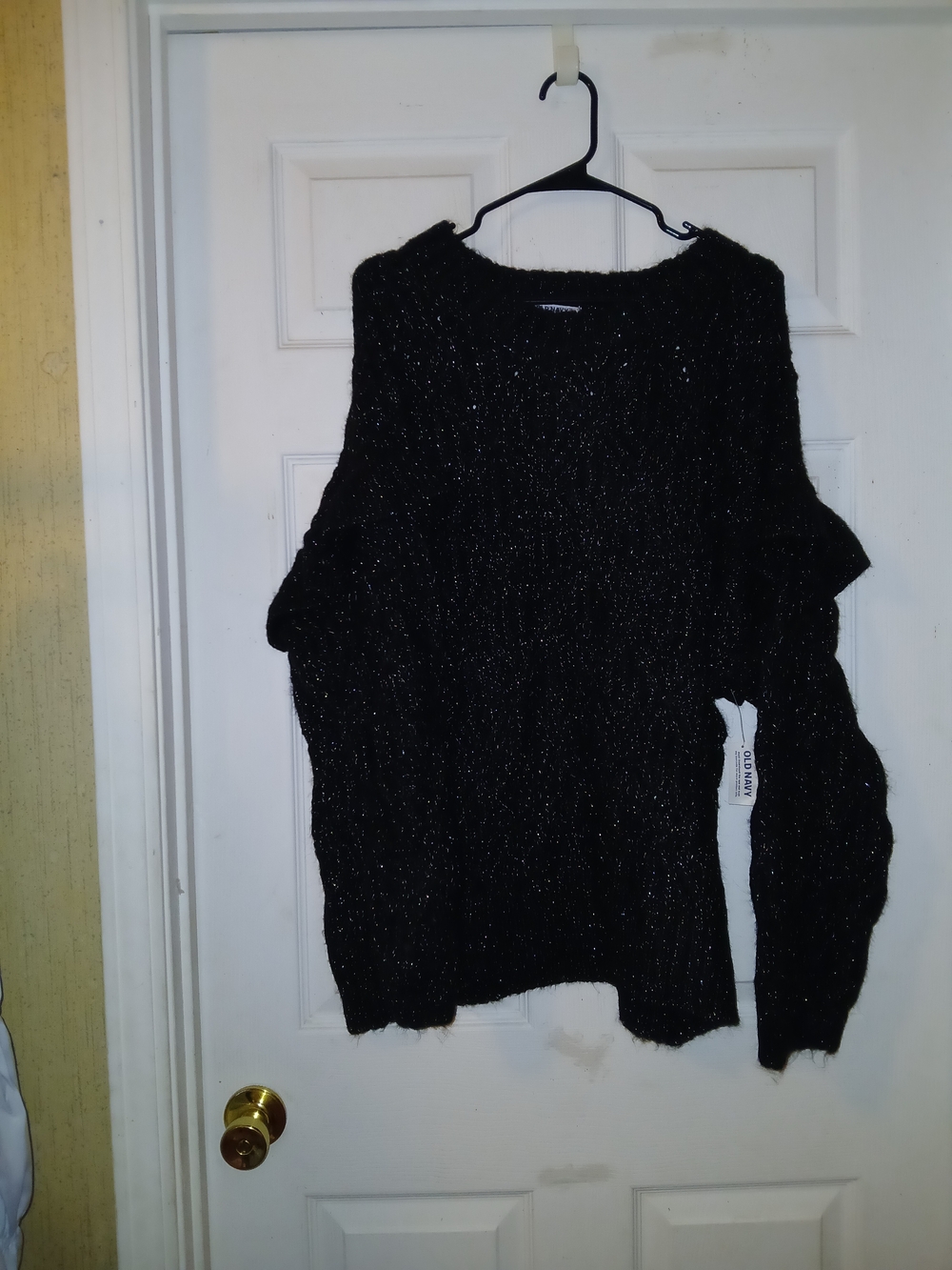 Black Crew Neck Metallic Knit Sweater - Unbranded